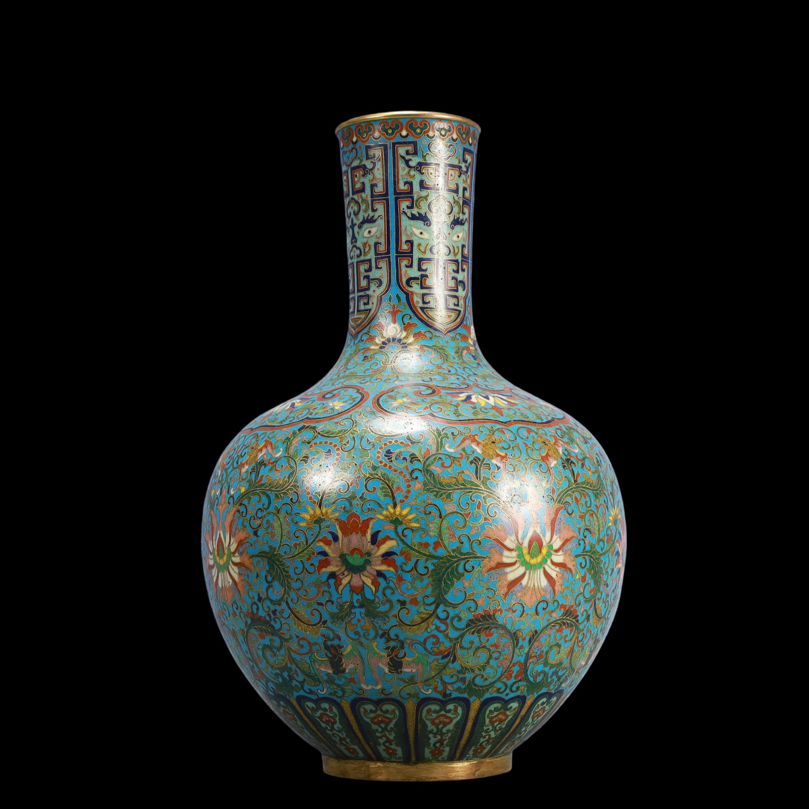 A Exquisite Cloisonne Beast-Face Pattern Lotus Pattern Vase - 5