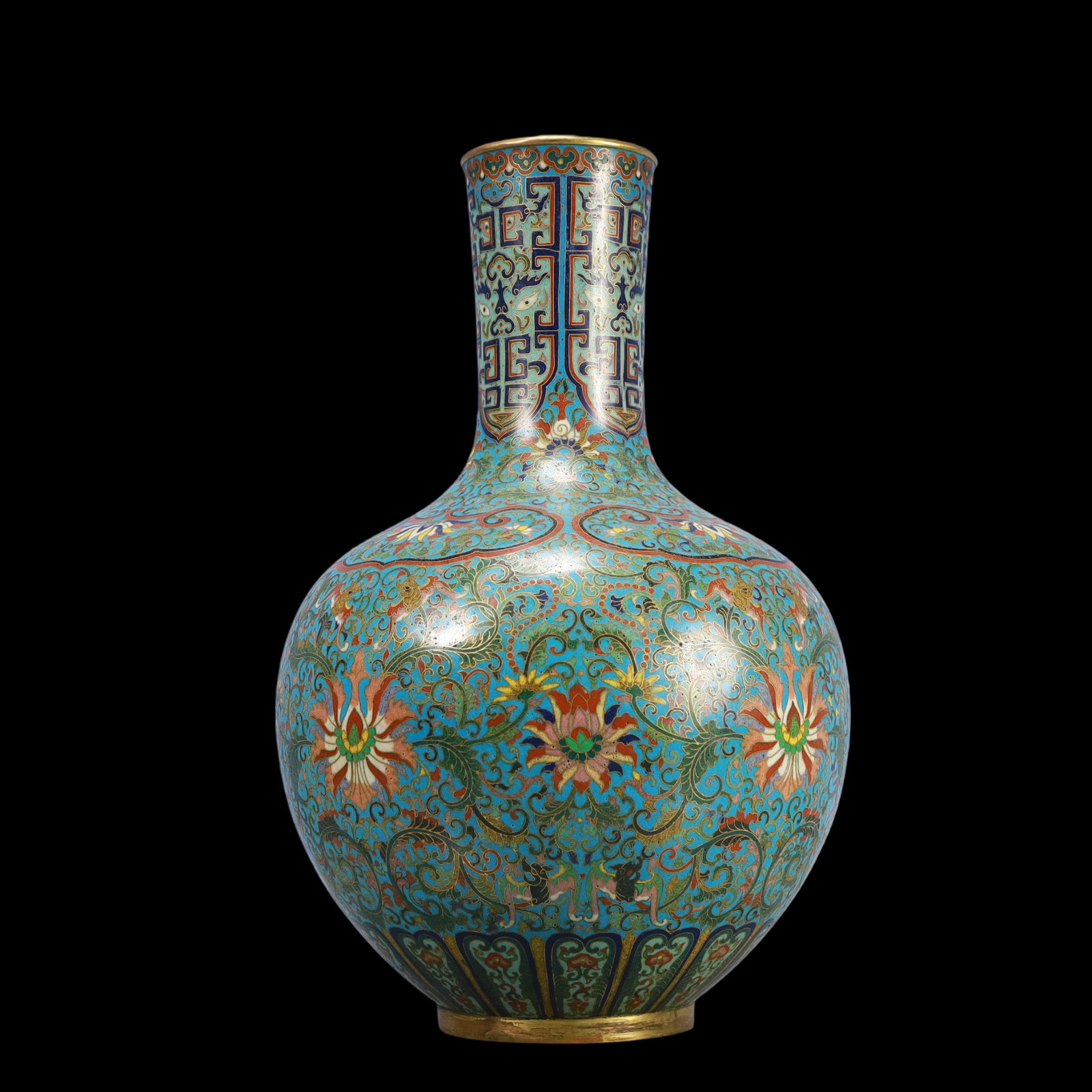 A Exquisite Cloisonne Beast-Face Pattern Lotus Pattern Vase - 6