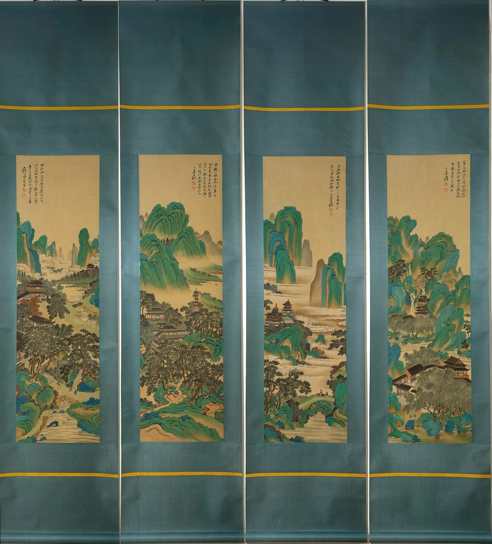 A Chinese Vertical Scroll Ink Painting of Landscape on Paper: A Chinese Vertical Scroll Ink Painting of Landscape on Paper Zhang daqian Without frame Size:134cmx33cm entirety Size:213cmx48cm (The Dimensions Of All Batches Are Manually Measured.If You Need More D