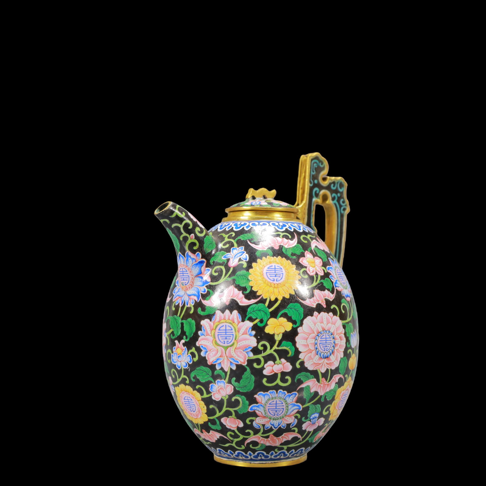 A Exquisite Coppery Enamel Lotus Pattern Bats and Peach Pattern Ewer - 2