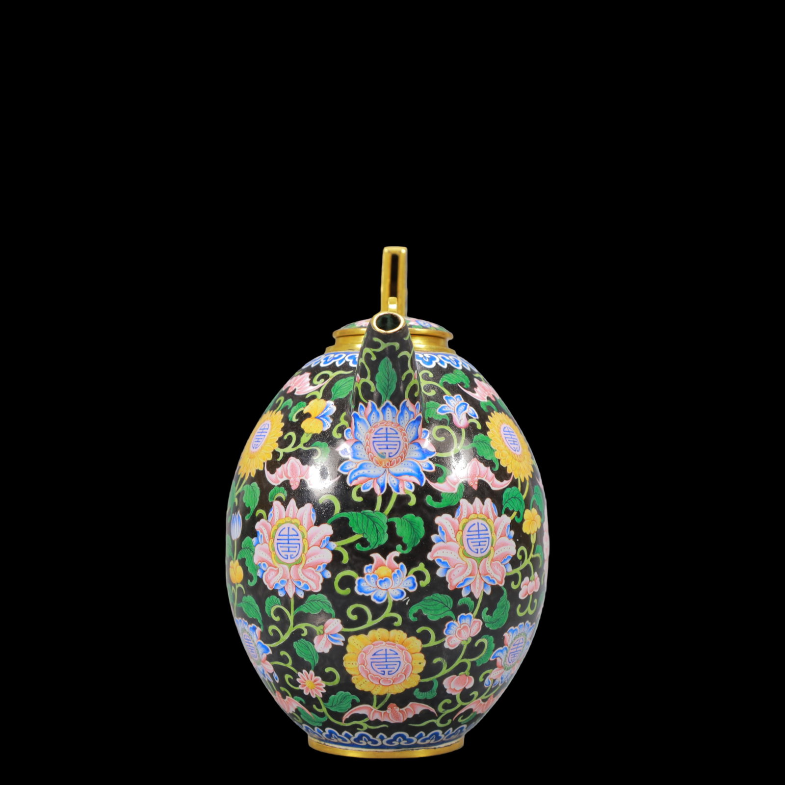 A Exquisite Coppery Enamel Lotus Pattern Bats and Peach Pattern Ewer - 3