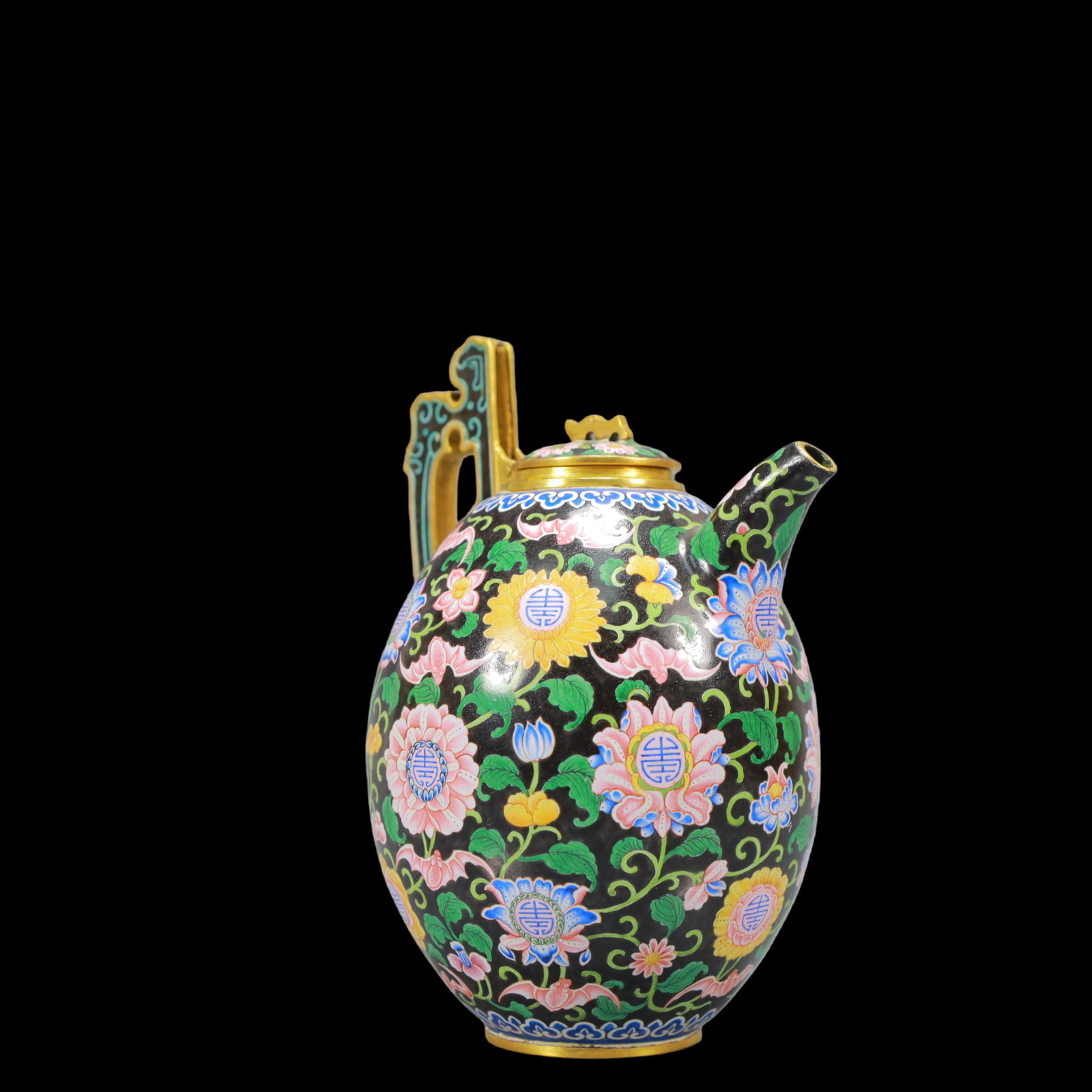 A Exquisite Coppery Enamel Lotus Pattern Bats and Peach Pattern Ewer - 4