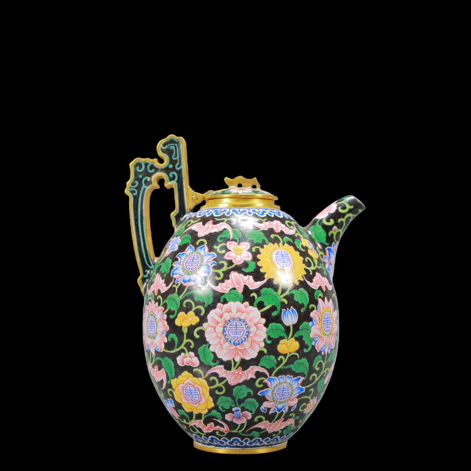 A Exquisite Coppery Enamel Lotus Pattern Bats and Peach Pattern Ewer - 5