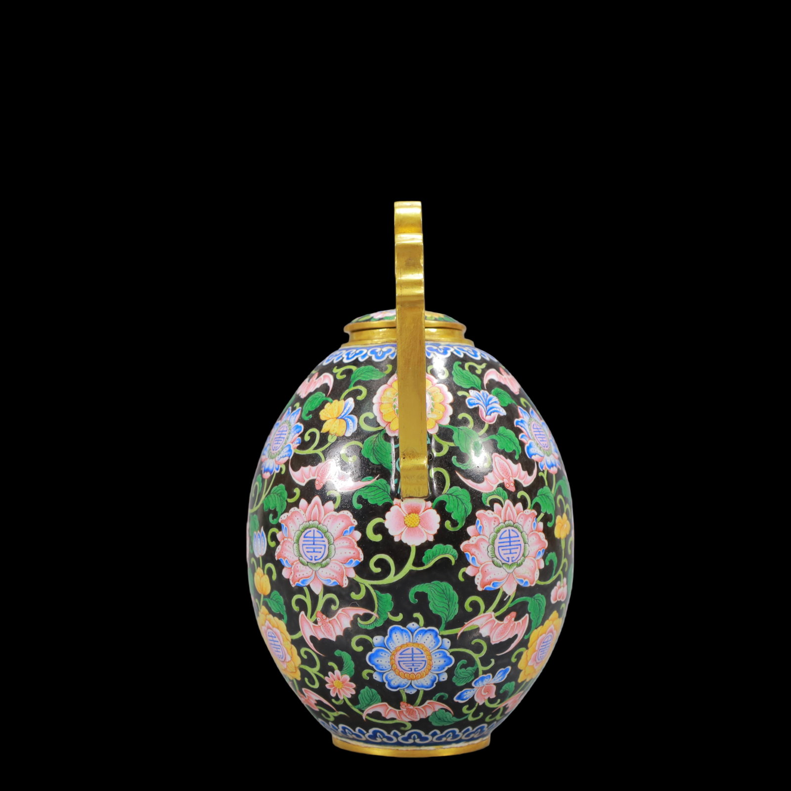 A Exquisite Coppery Enamel Lotus Pattern Bats and Peach Pattern Ewer - 6