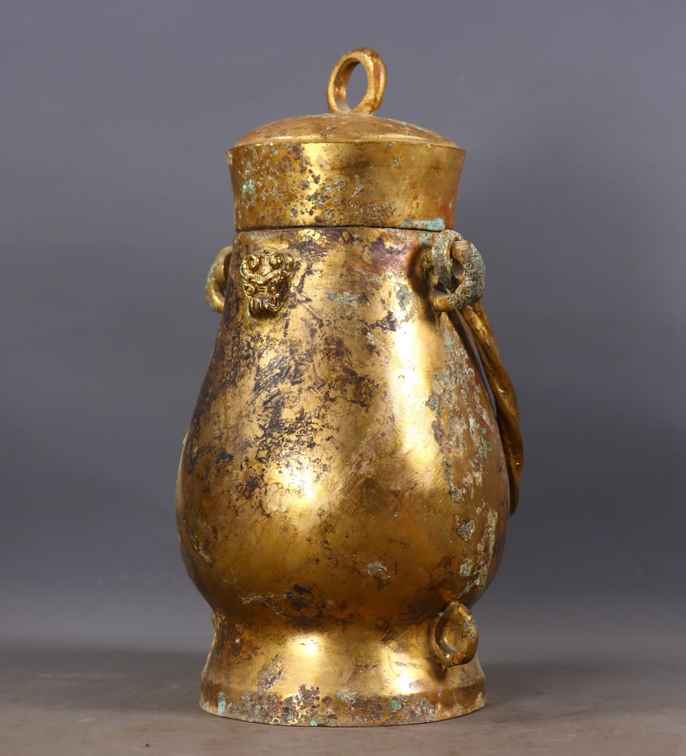 An Exquisite Gilt Bronze Beast-Face Pattern Jar - 2