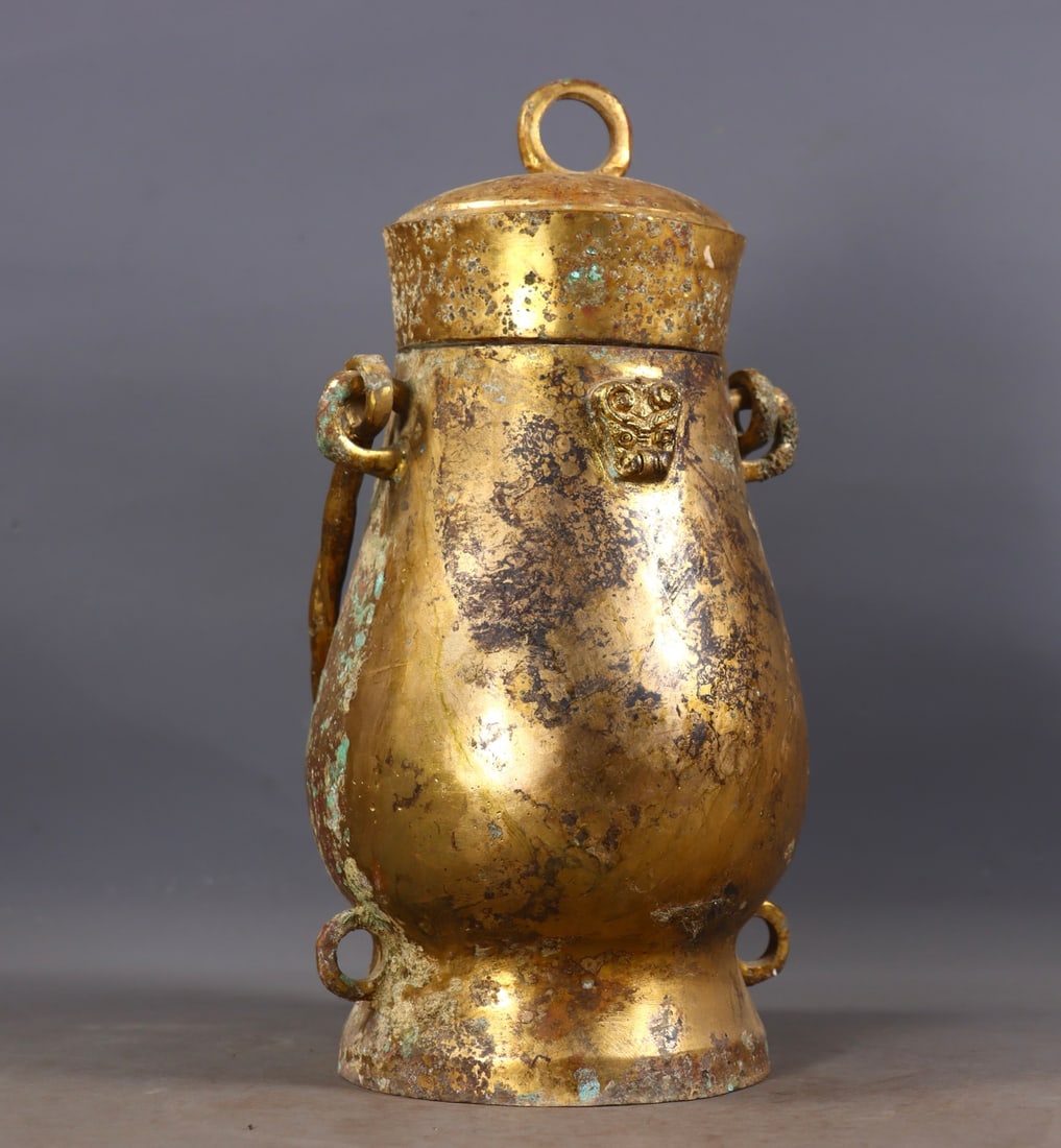 An Exquisite Gilt Bronze Beast-Face Pattern Jar - 4