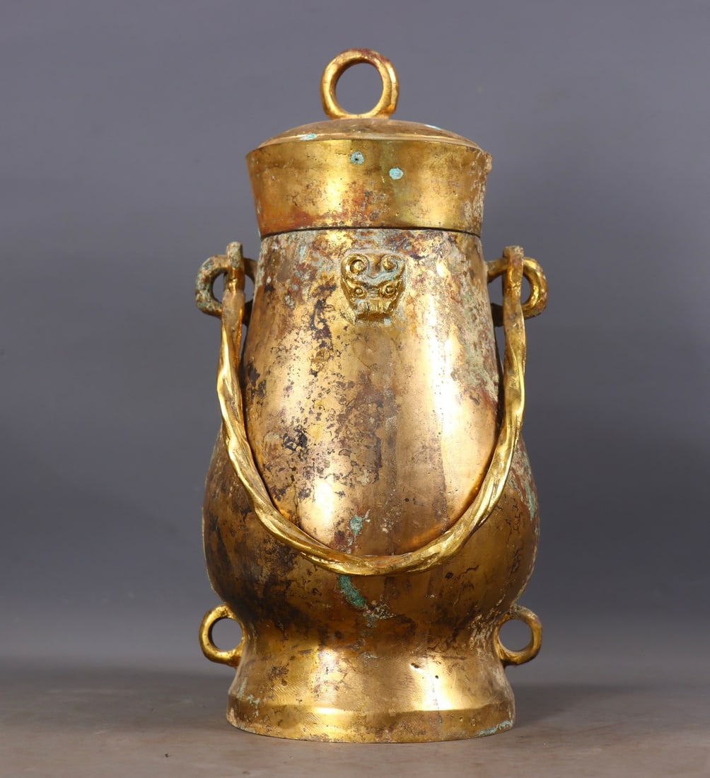 An Exquisite Gilt Bronze Beast-Face Pattern Jar - 5