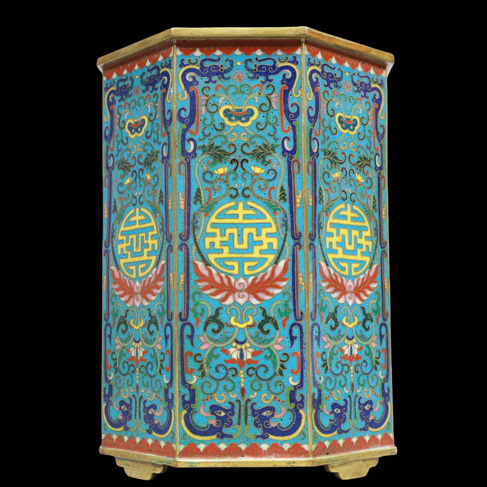 A Exquisite Cloisonne Lotus Pattern Brush Pot - 2