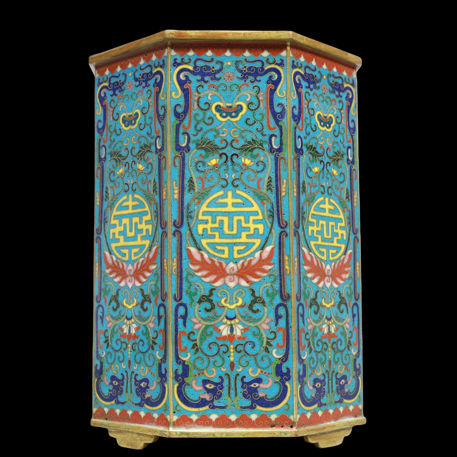 A Exquisite Cloisonne Lotus Pattern Brush Pot - 3
