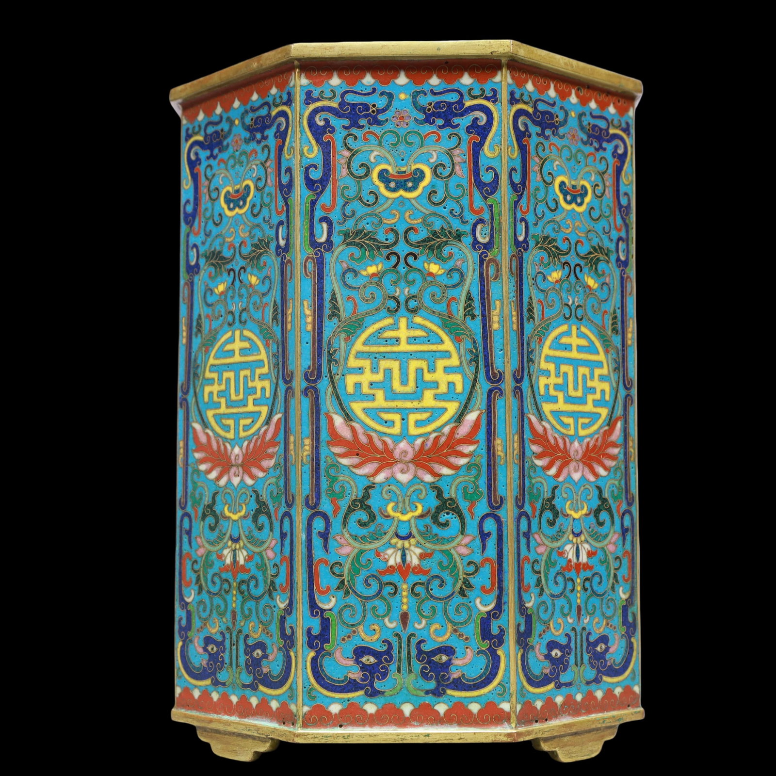 A Exquisite Cloisonne Lotus Pattern Brush Pot - 4