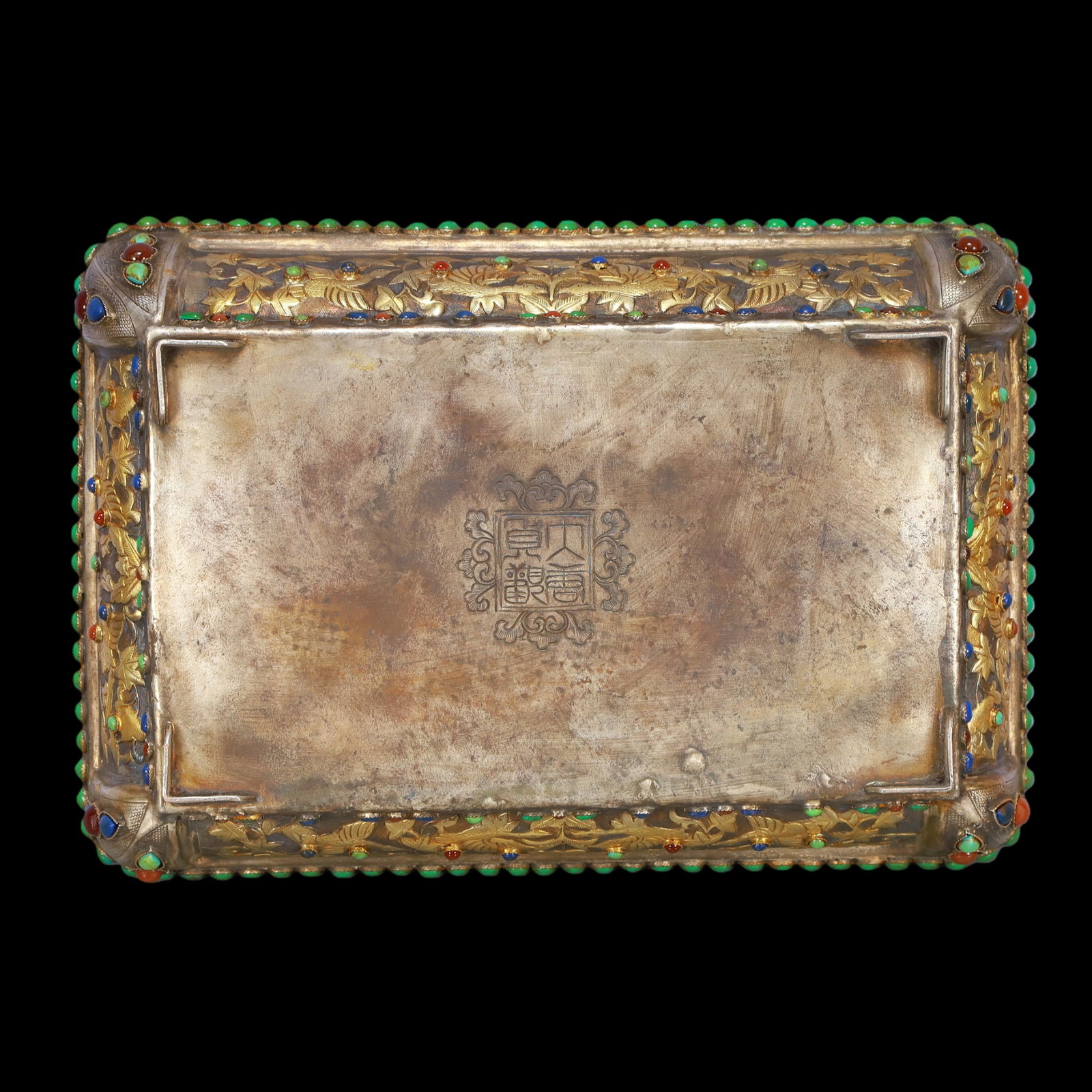 A Exquisite Gilt Silver Inlaid Gems Lotus Pattern Phoenix Pattern Box - 9