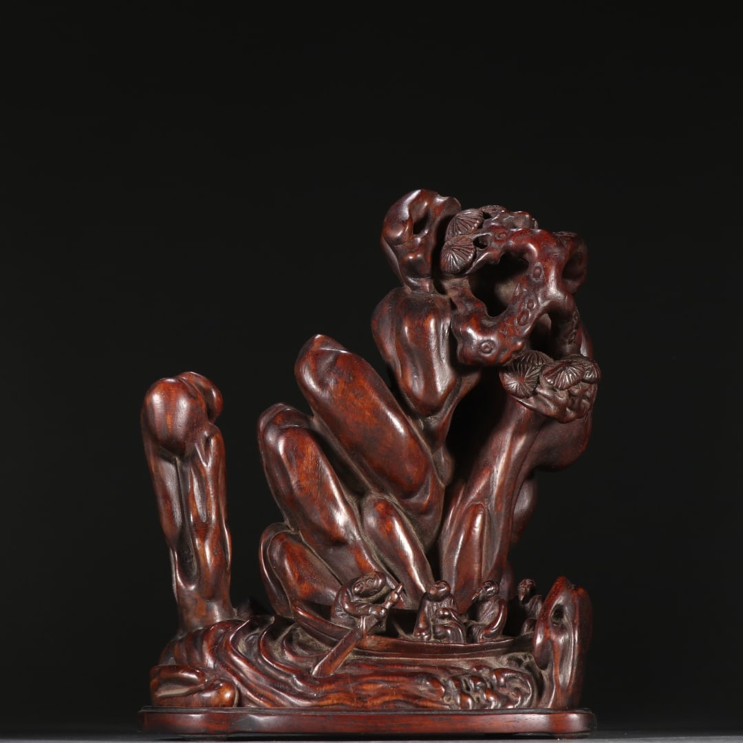 An Exquisite Boxwood Landscape and Figure Pattern Rockery Ornament: An Exquisite Boxwood Landscape and Figure Pattern Rockery Ornament Qing Dynasty, China Size:18.2cmx14.6cm Weight:444.4g (The Dimensions Of All Batches Are Manually Measured.If You Need More Detailed