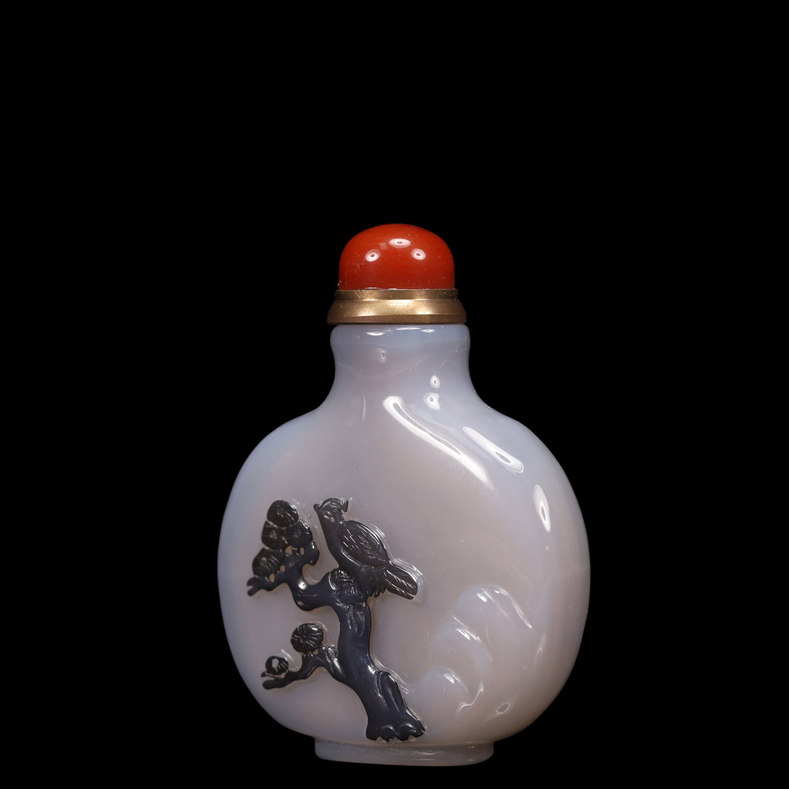 An Exquisite Agate Flower and Bird Pattern Snuff Bottle - 2