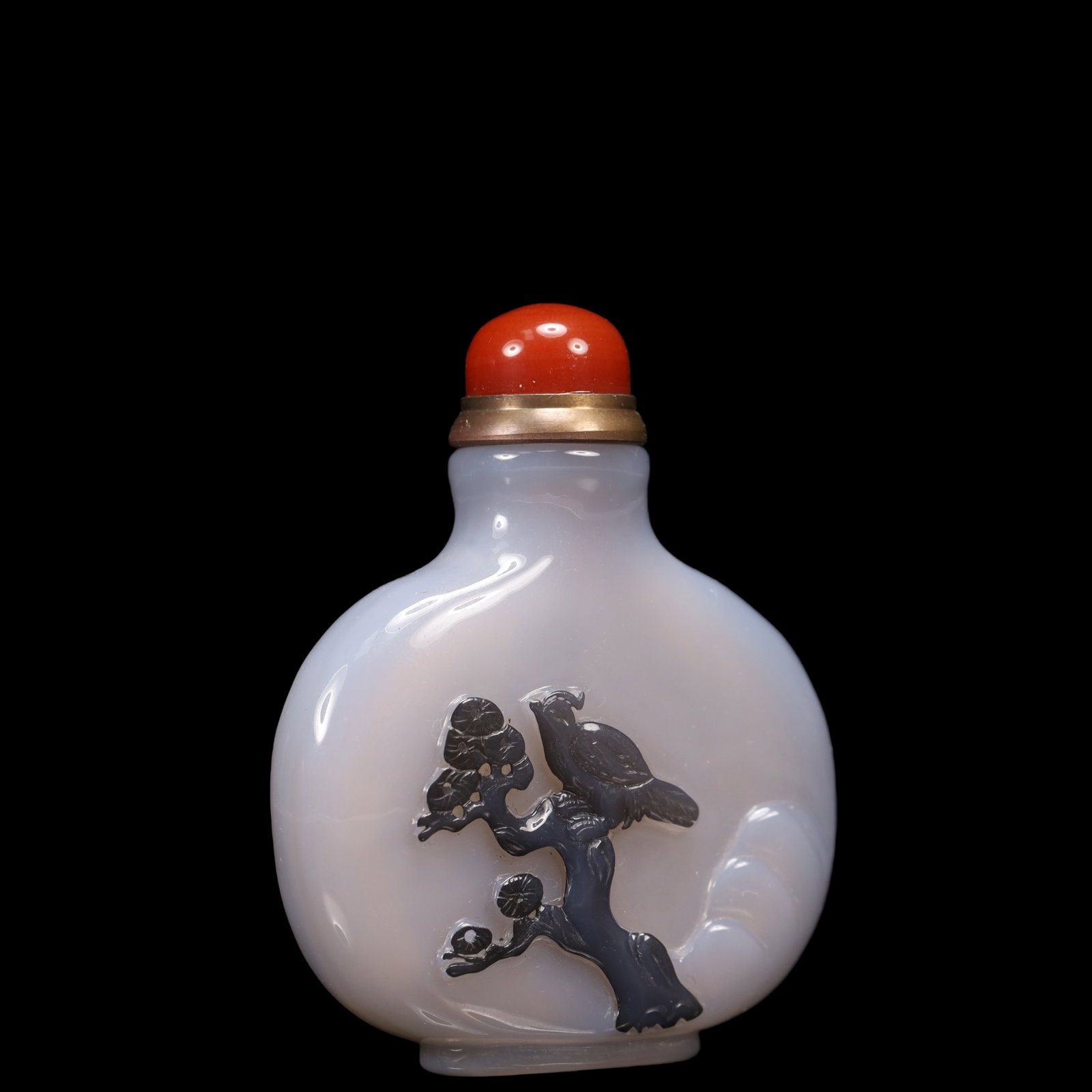 An Exquisite Agate Flower and Bird Pattern Snuff Bottle - 3
