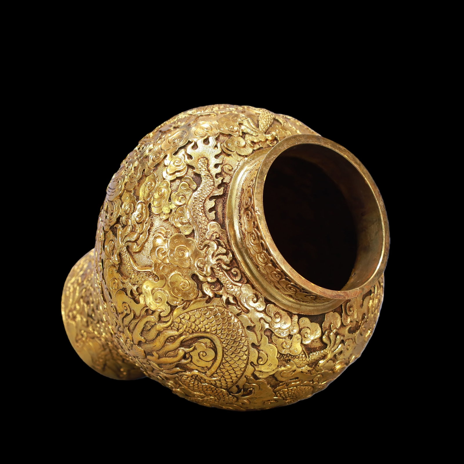 A Exquisite Gilt Bronze Dragon Pattern Vase - 8