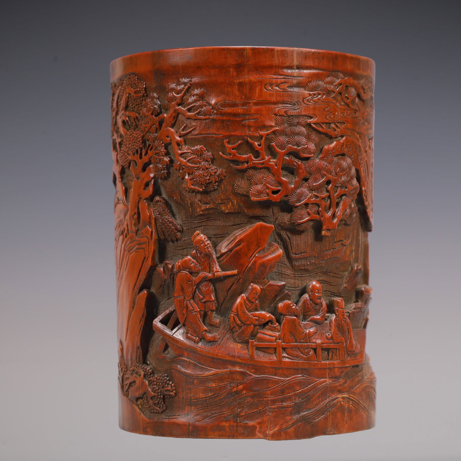 A Exquisite Bamboo Landscape and Figure Pattern Brush Pot - 2