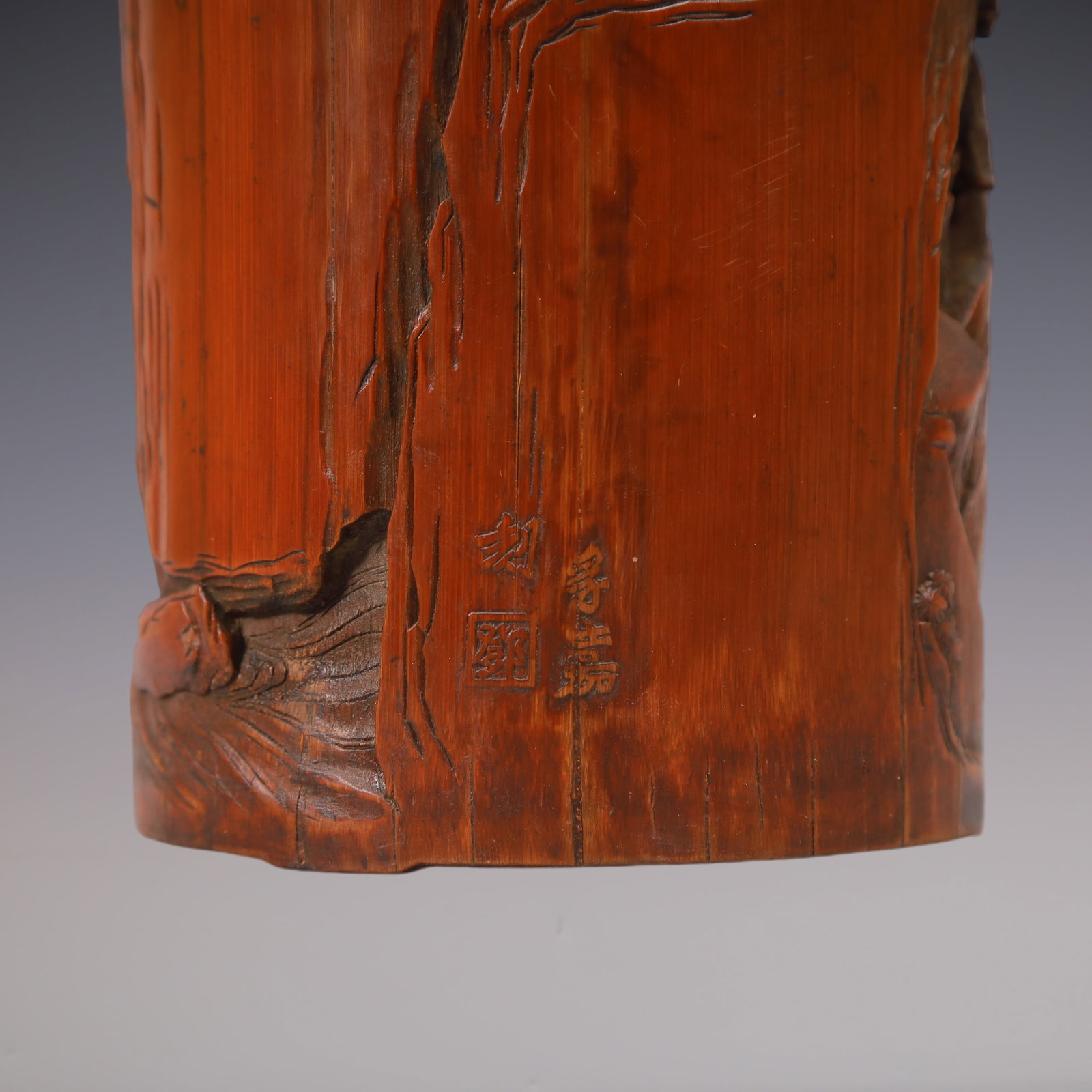 A Exquisite Bamboo Landscape and Figure Pattern Brush Pot - 6