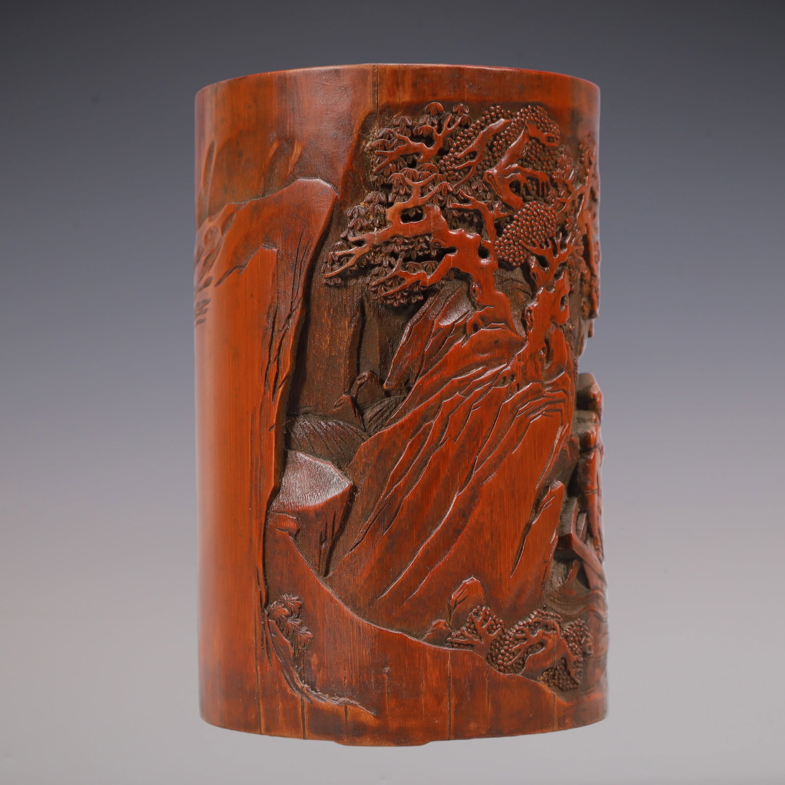 A Exquisite Bamboo Landscape and Figure Pattern Brush Pot - 7