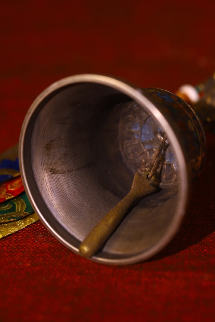 An Exquisite Bronze Painted Color Dzi Bead Vajry Pestle - 9