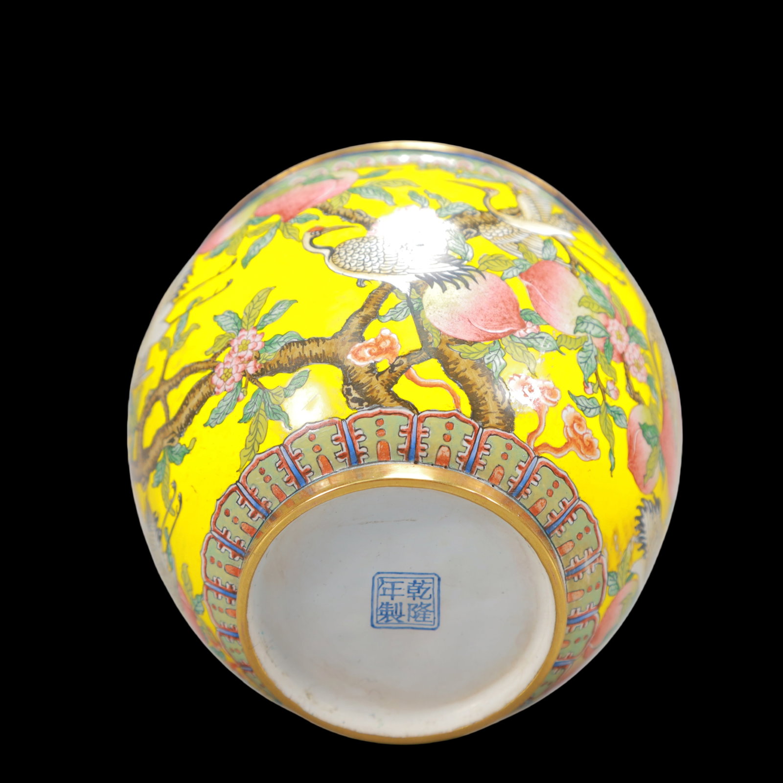 A Exquisite Coppery Enamel Flower and Fruit Pattern Crane Pattern Vat - 6