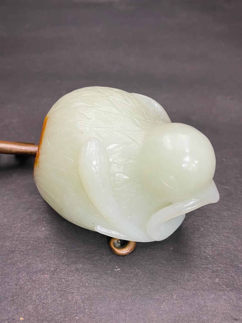 An Exquisite White Jade Bird Hand Piece - 3