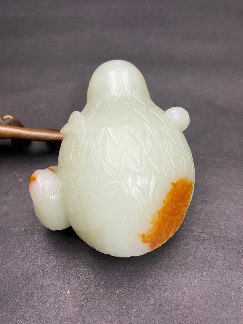 An Exquisite White Jade Bird Hand Piece - 5
