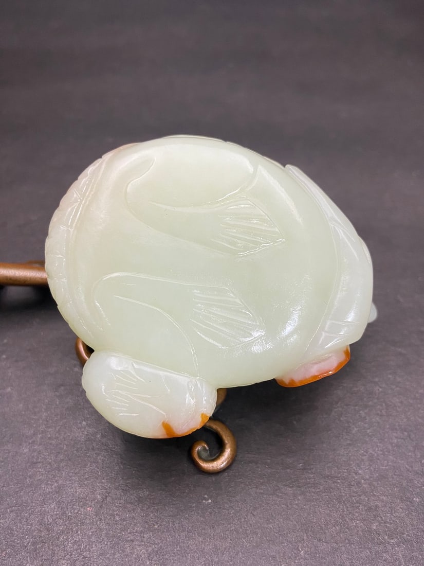 An Exquisite White Jade Bird Hand Piece - 6