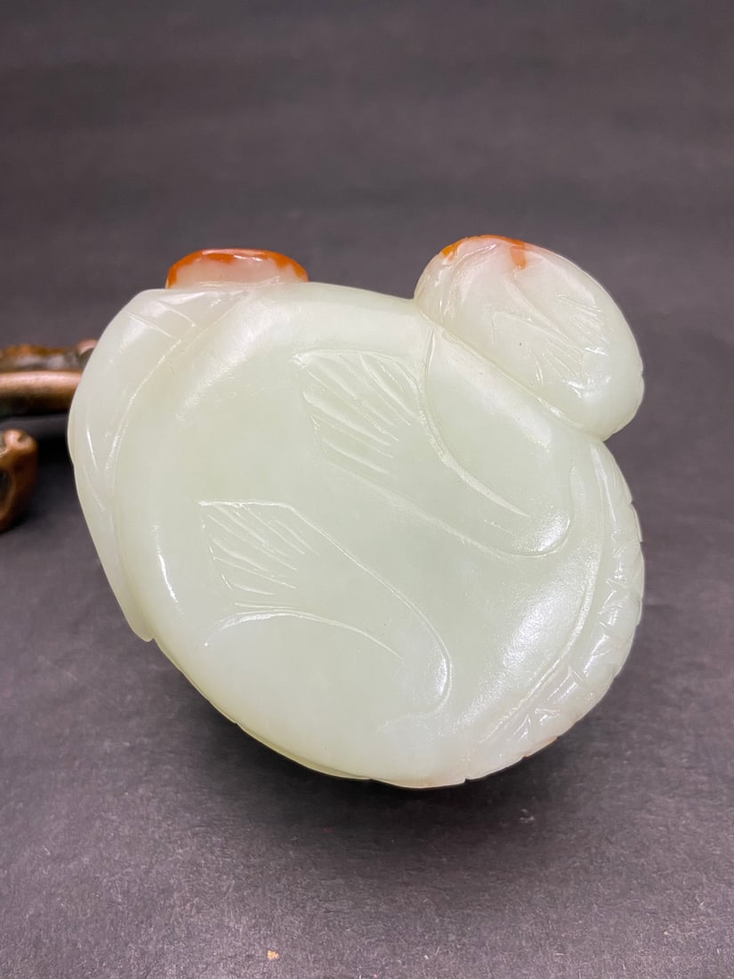 An Exquisite White Jade Bird Hand Piece - 7