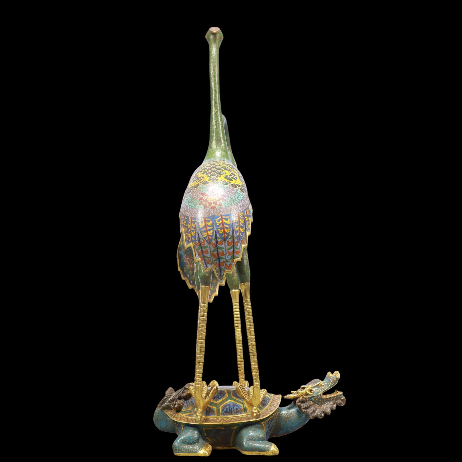 A Exquisite Cloisonne Dragon Pattern Flower Pattern Crane Ornament - 5