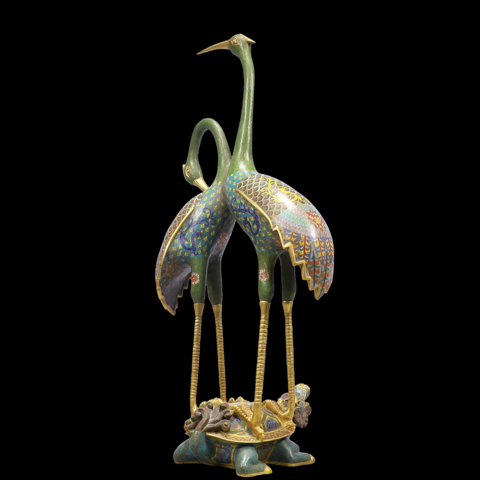 A Exquisite Cloisonne Dragon Pattern Flower Pattern Crane Ornament - 6