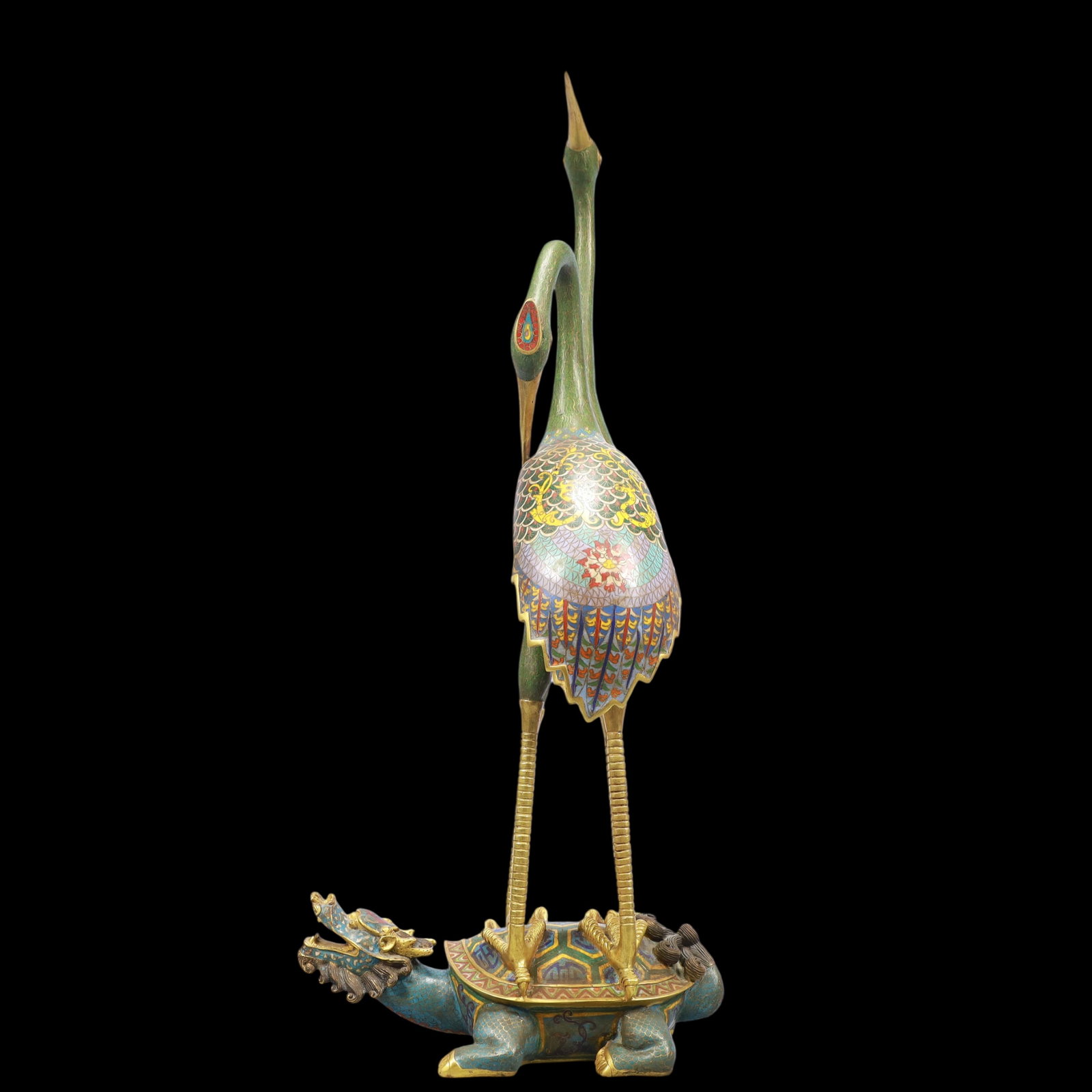 A Exquisite Cloisonne Dragon Pattern Flower Pattern Crane Ornament - 8
