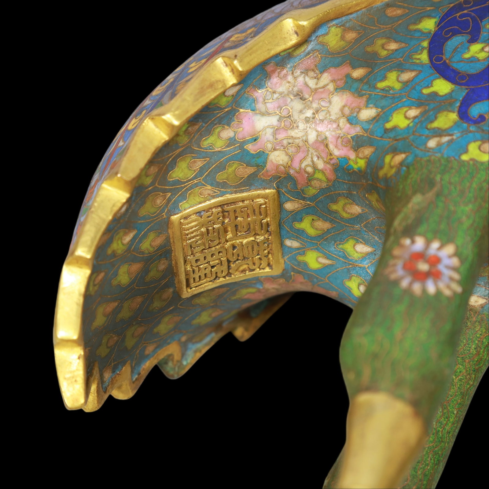 A Exquisite Cloisonne Dragon Pattern Flower Pattern Crane Ornament - 9