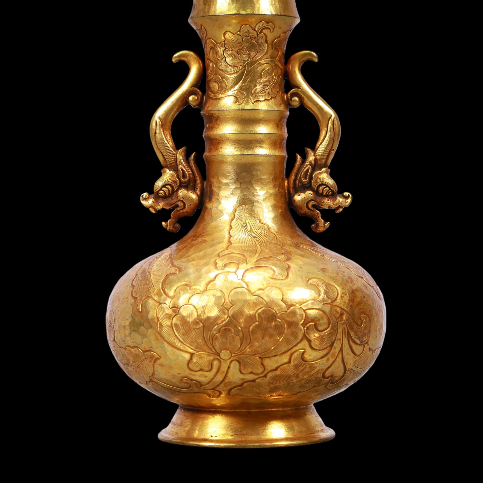A Exquisite Gilt Bronze Flower Pattern Double-Ears Vase - 4