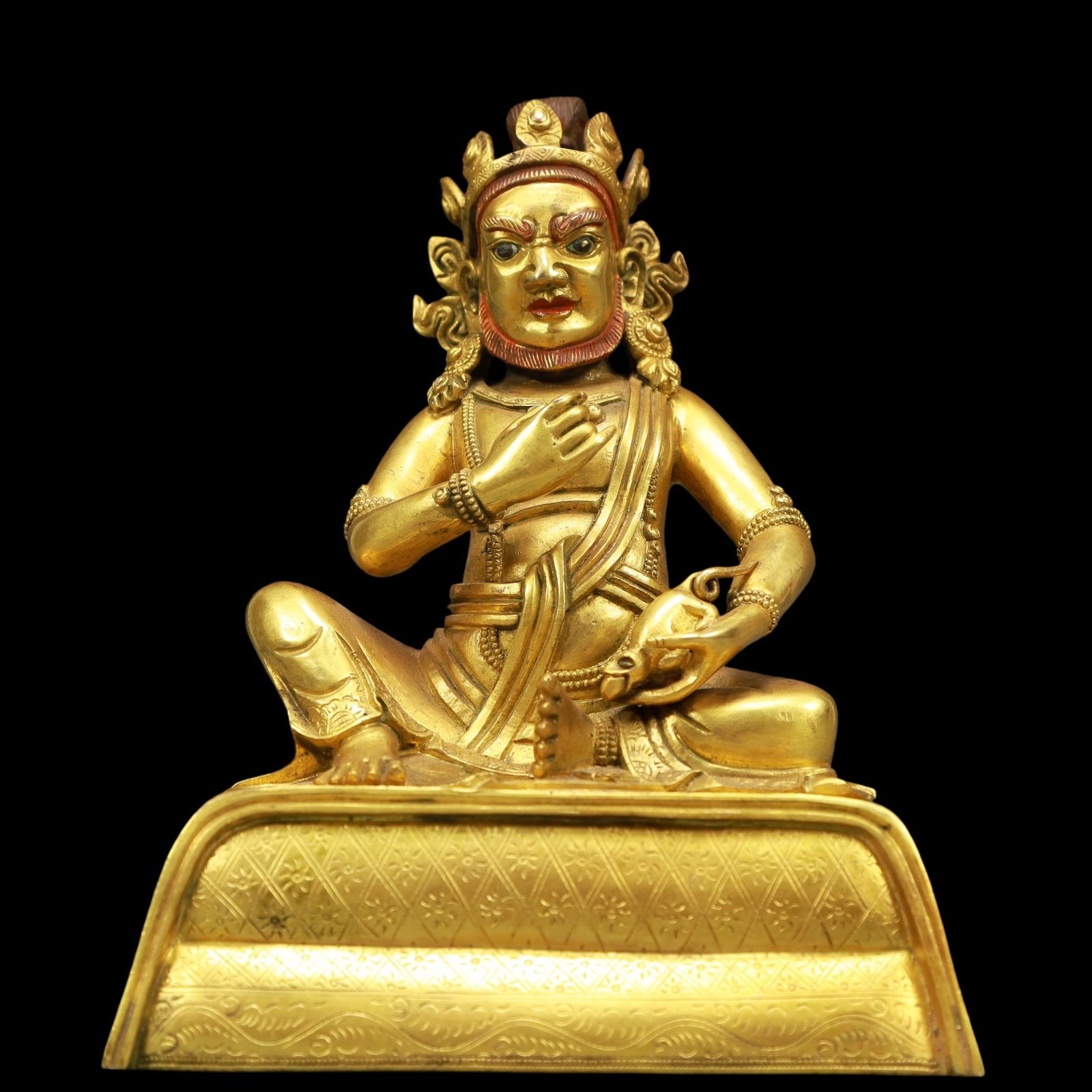 A Exquisite Gilt Bronze Statue of Mammon: A Exquisite Gilt Bronze Statue of Mammon Ming Dynasty, China Size:14cmx9.8cmx18.5cm Weight:2300g (The Dimensions Of All Batches Are Manually Measured.If You Need More Detailed Information, Please