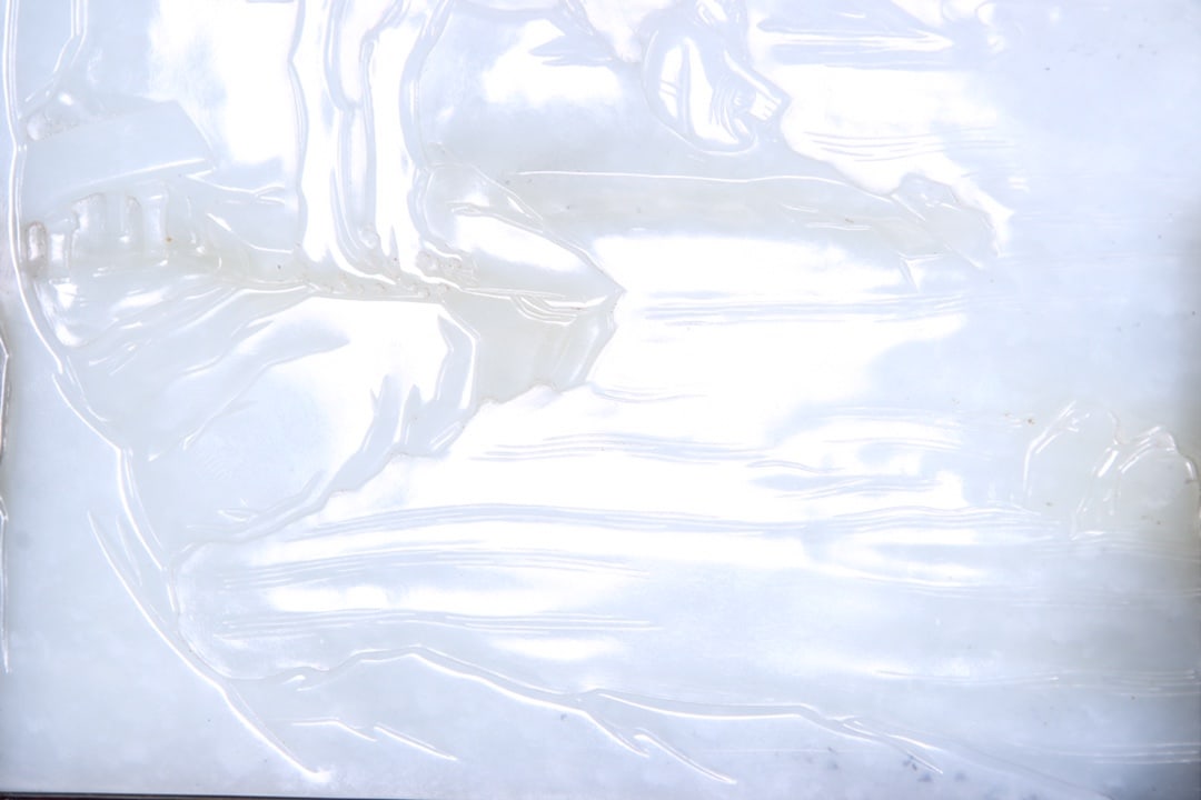 An Exquisite White Jade Pine Pattern with poem Screen - 8