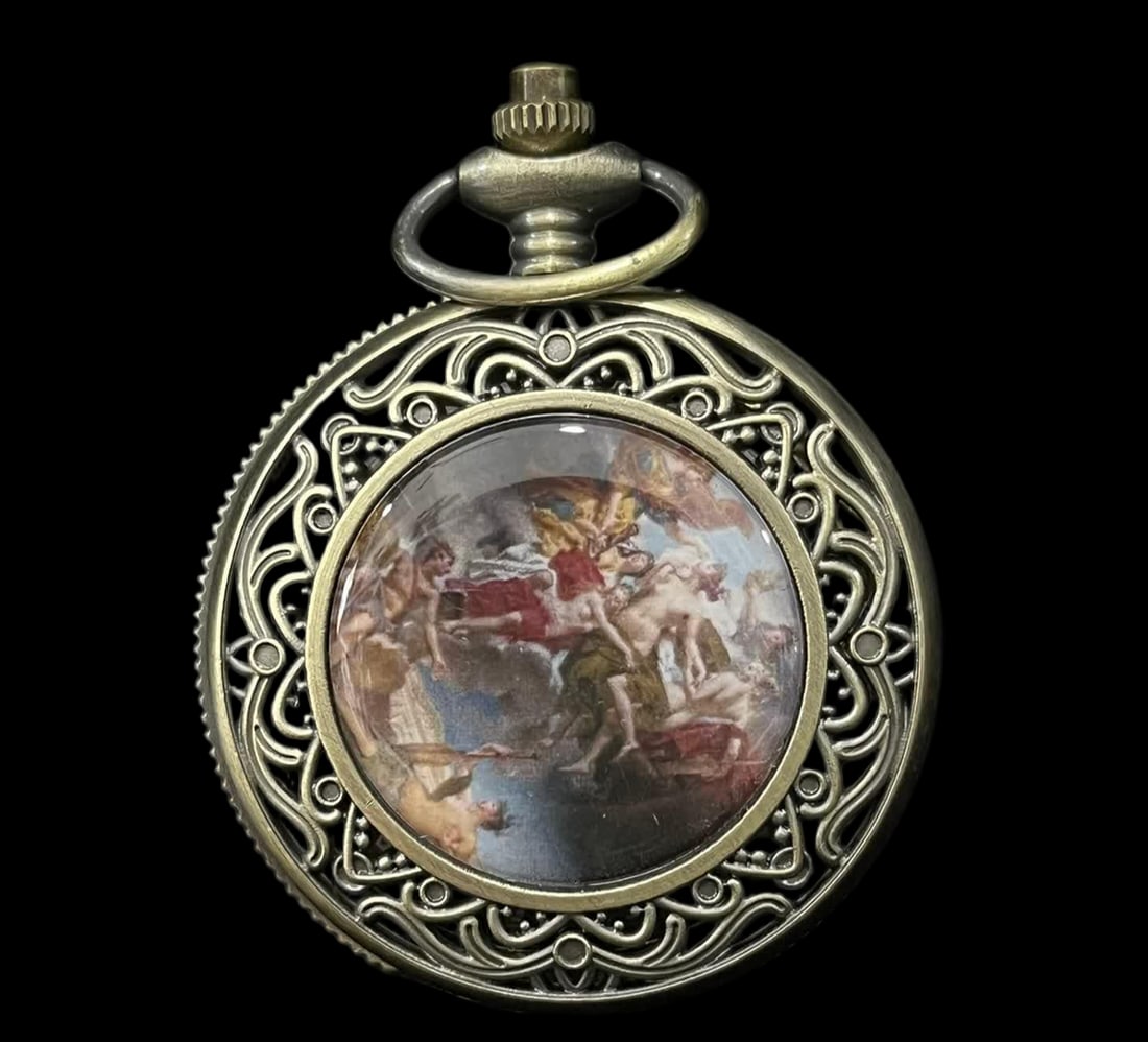 A pocket watch from a late Qing dynasty figure: Late Qing figures' single-door pocket watches SIZE: D:47mm (The Dimensions Of All Batches Are Manually Measured.If You Need More Detailed Information, Please Contact Our Customer Service Before