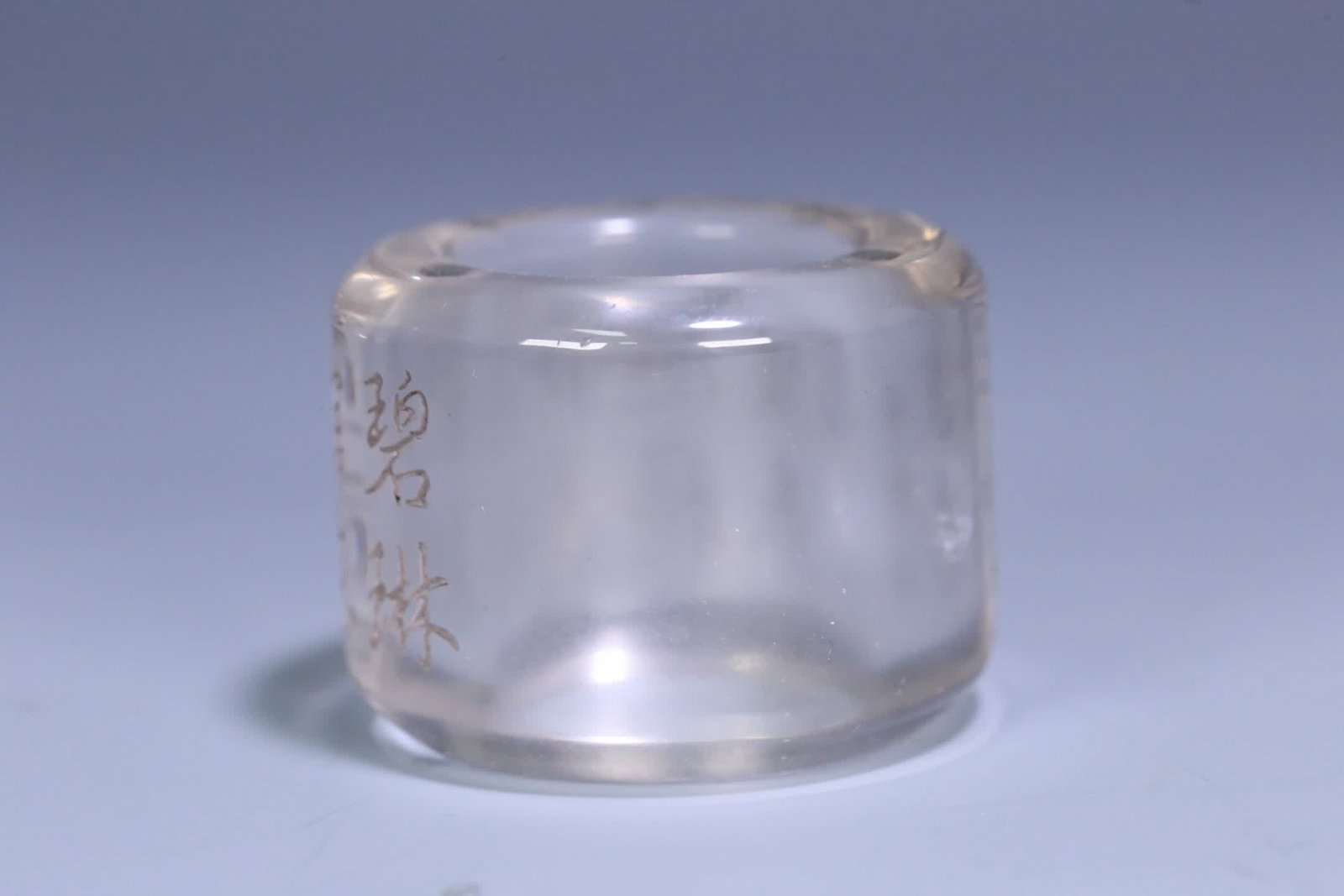 A Qing Dynasty old crystal poetry ring ring - 3