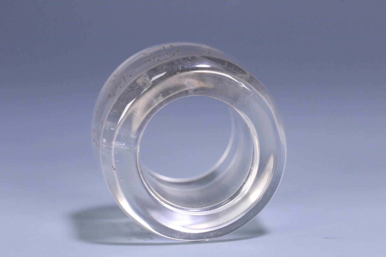 A Qing Dynasty old crystal poetry ring ring - 4