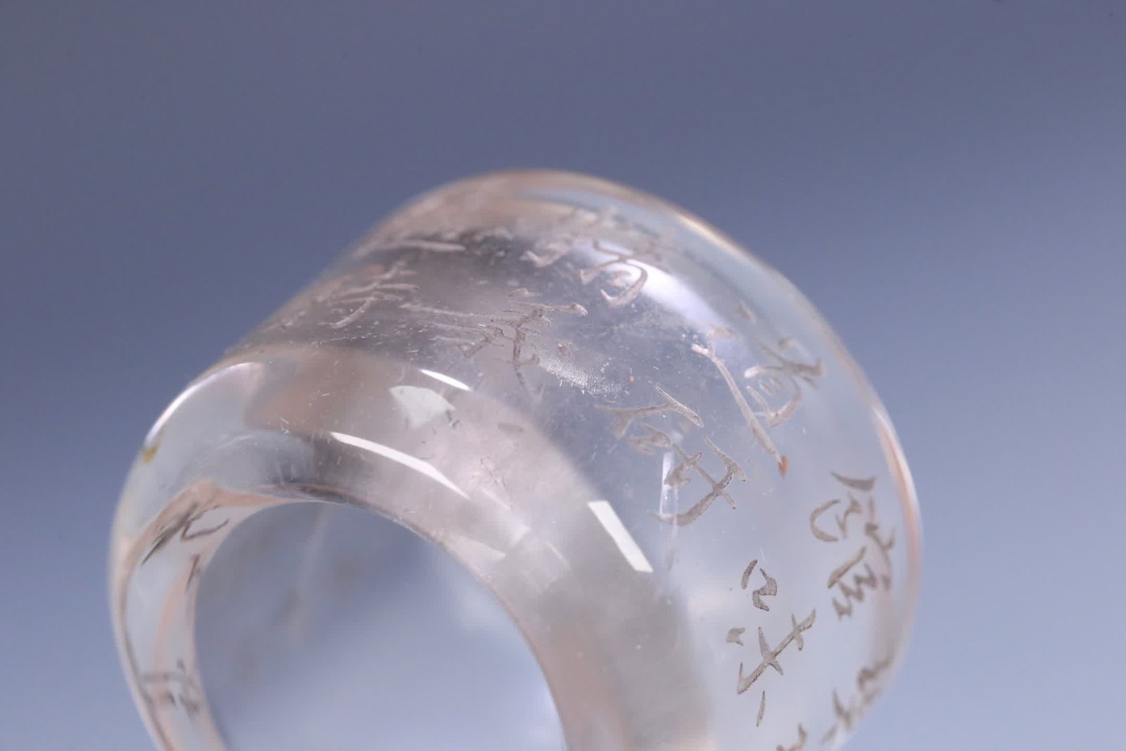 A Qing Dynasty old crystal poetry ring ring - 9