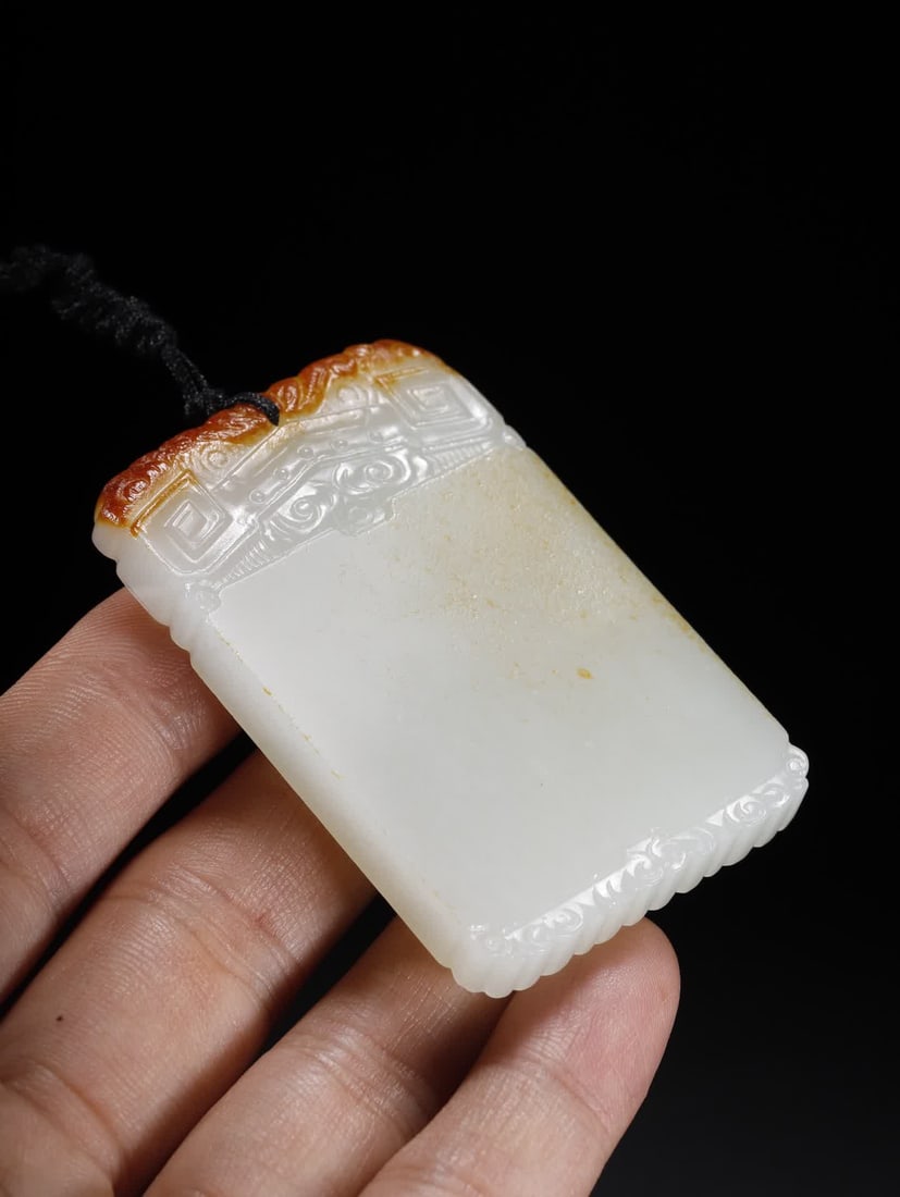 One Hetian jade Ping'an Wushi plaque - 8