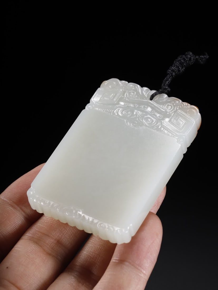 One Hetian jade Ping'an Wushi plaque - 9