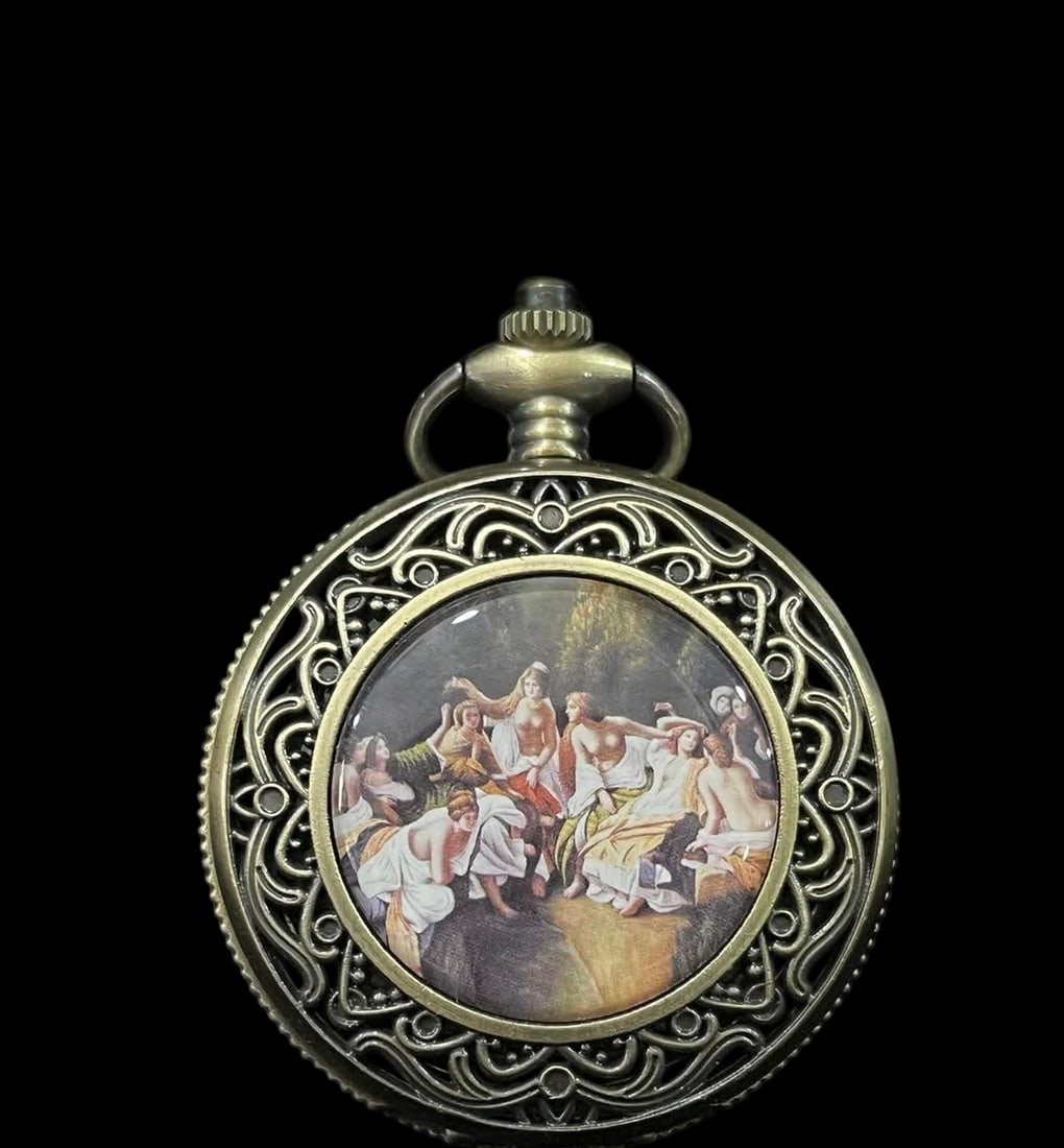 A pocket watch from a late Qing dynasty figure: Late Qing figures' single-door pocket watches SIZE: D:47mm (The Dimensions Of All Batches Are Manually Measured.If You Need More Detailed Information, Please Contact Our Customer Service Before