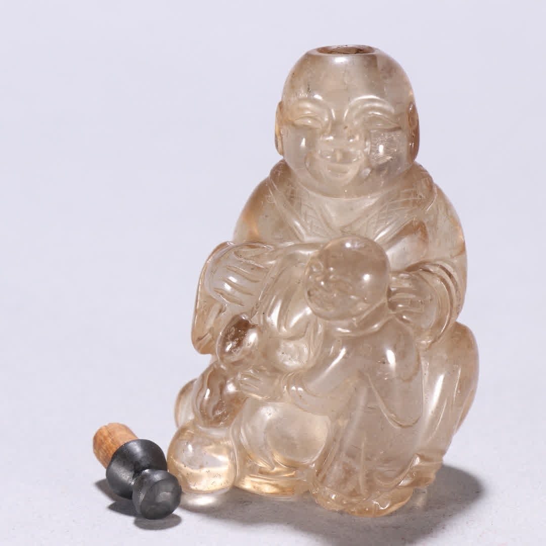 A tea crystal figure snuff bottle - 3