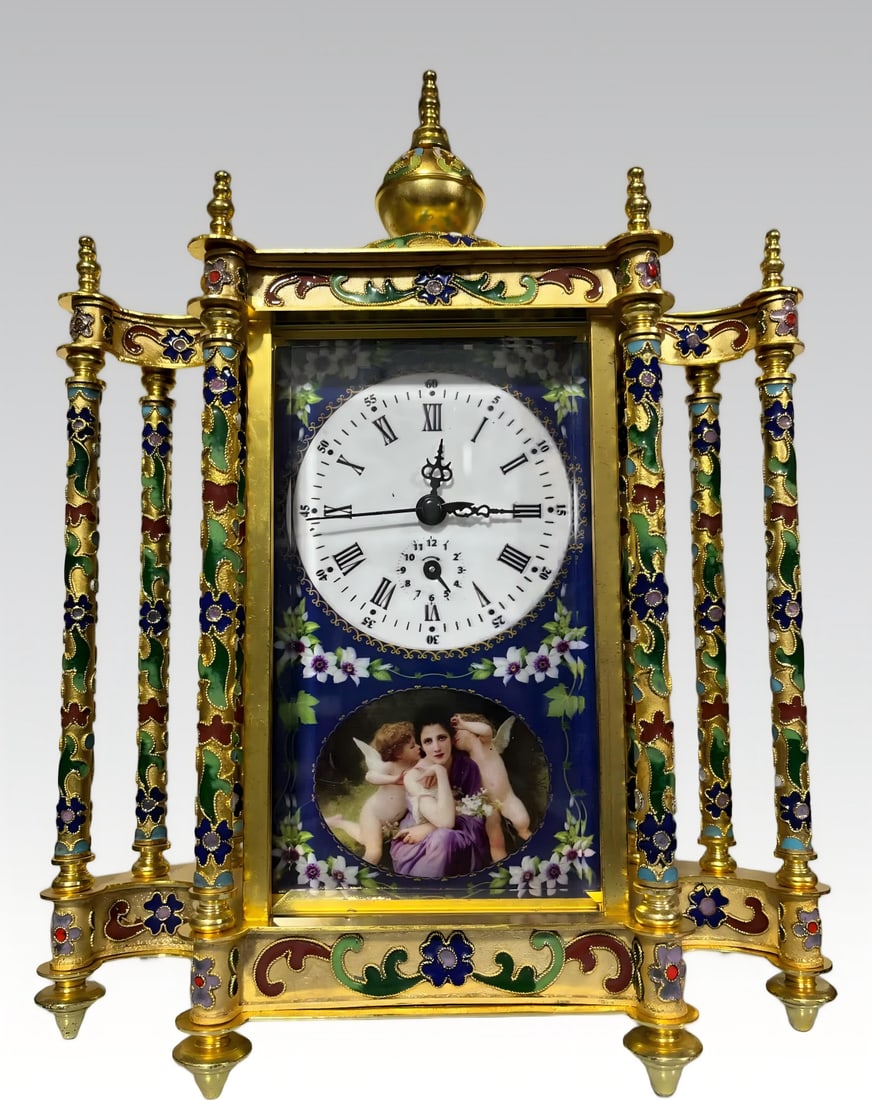 A late Qing enamel painting piece gilded bell (1 of 9)