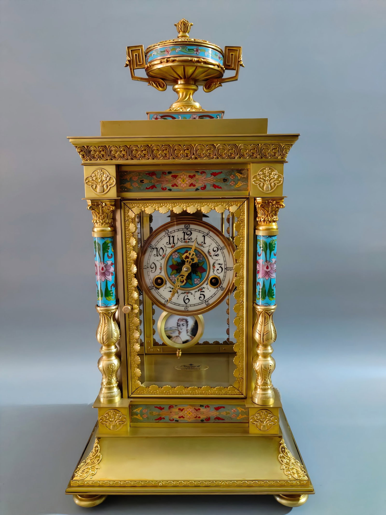 A late Qing dynasty cloisonne mechanical clock: Late Qing cloisonne mechanical clock SIZE: 60x29x24cm (The Dimensions Of All Batches Are Manually Measured.If You Need More Detailed Information, Please Contact Our Customer Service Before Bidding.)