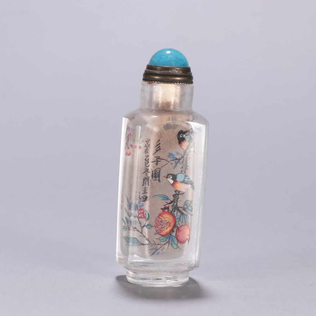 A snuff bottle from the Qing Dynasty with a crystal inner painting of 'Many Children': Qing Dynasty crystal inner painting "Many Children" snuff bottle SIZE: H:6.8cm W:2.4cm W:49.2g (The Dimensions Of All Batches Are Manually Measured.If You Need More Detailed Information, Please