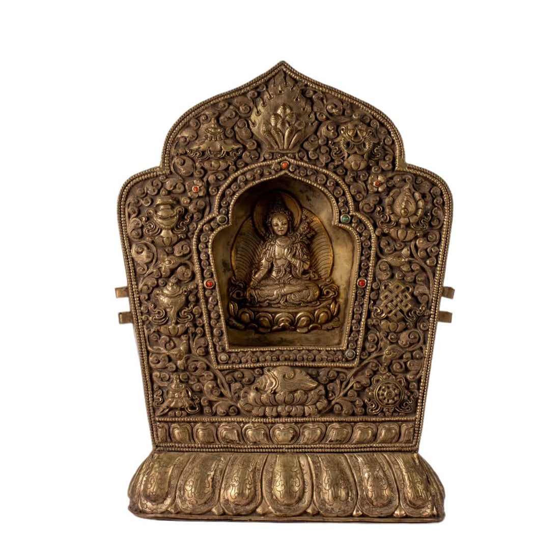 One Qing Dynasty Tibetan-style Gawu box: Qing Dynasty Tibetan-style Gawu box SIZE: L:25cm W:5.6cm H:34cm W:1070g (The Dimensions Of All Batches Are Manually Measured.If You Need More Detailed Information, Please Contact Our Customer Service