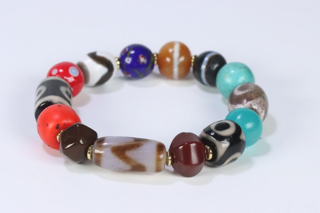One Tibetan Dzi Bead Agate Treasure Bracelet - 4