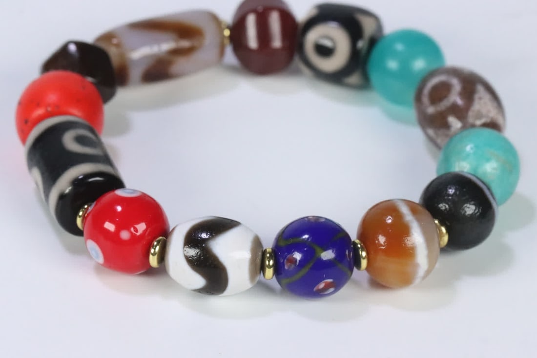 One Tibetan Dzi Bead Agate Treasure Bracelet - 8