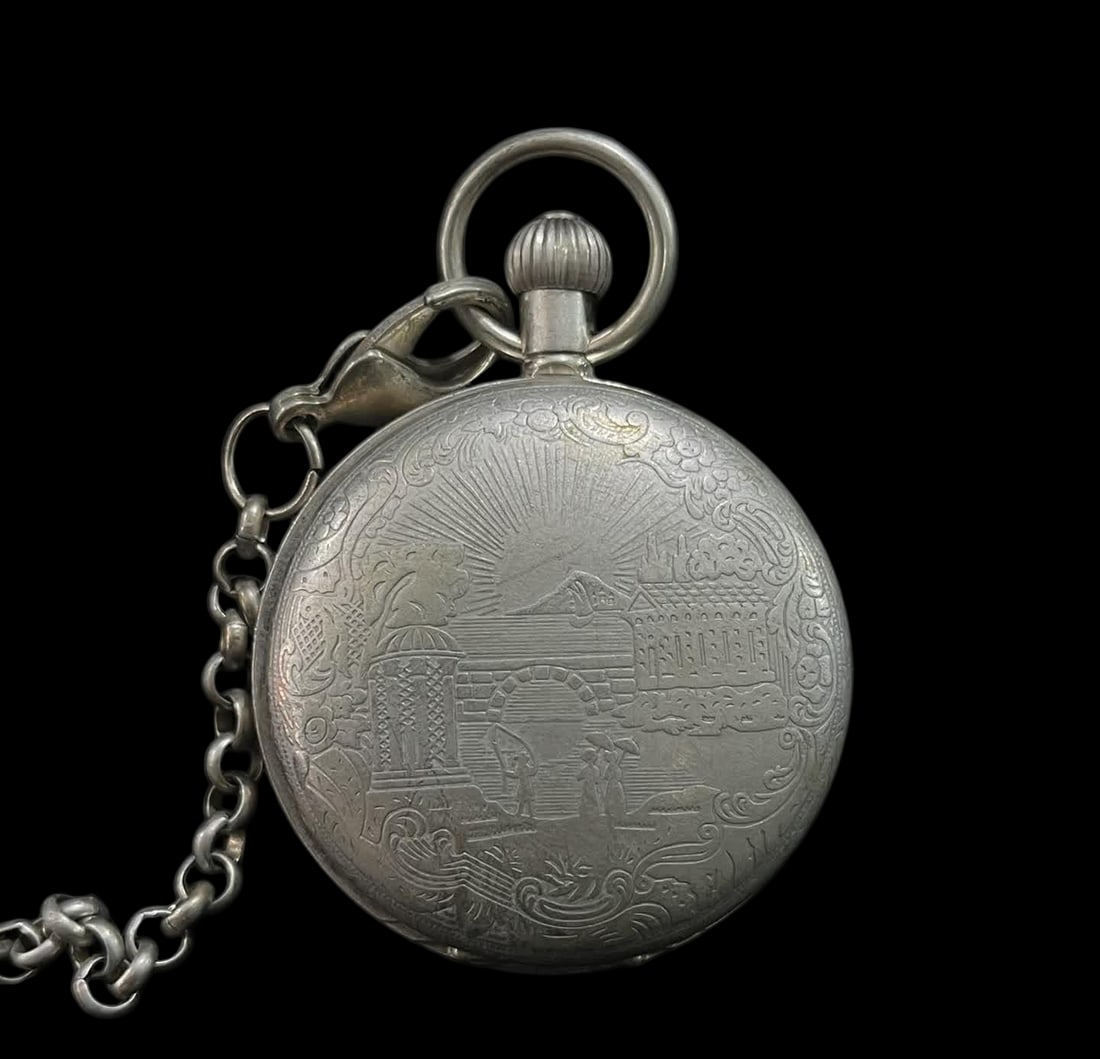 A late Qing dynasty double-open pocket watch: In the late Qing dynasty, I open my pocket watch in pairs SIZE: D:50mm (The Dimensions Of All Batches Are Manually Measured.If You Need More Detailed Information, Please Contact Our Customer Service